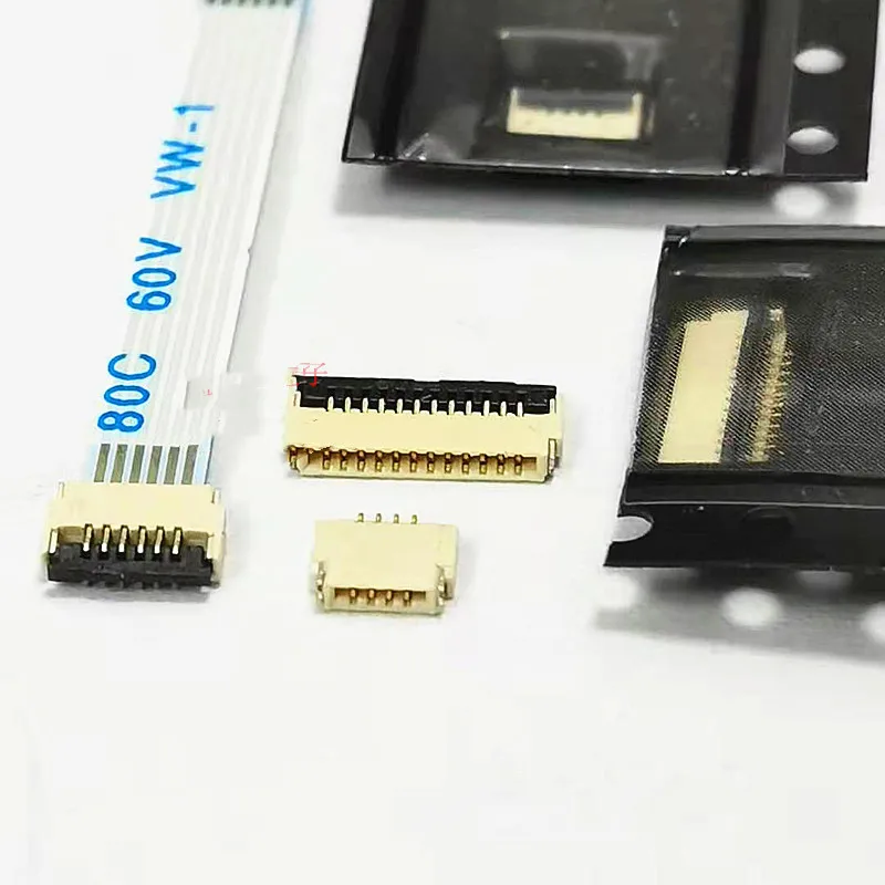 10 قطعة FPC مرنة كابل مسطح موصل مقبس 0.5 مللي متر الملعب الجبهة الإدراج الخلفي قفل اتصال على الوجهين 1.0 مللي متر الارتفاع