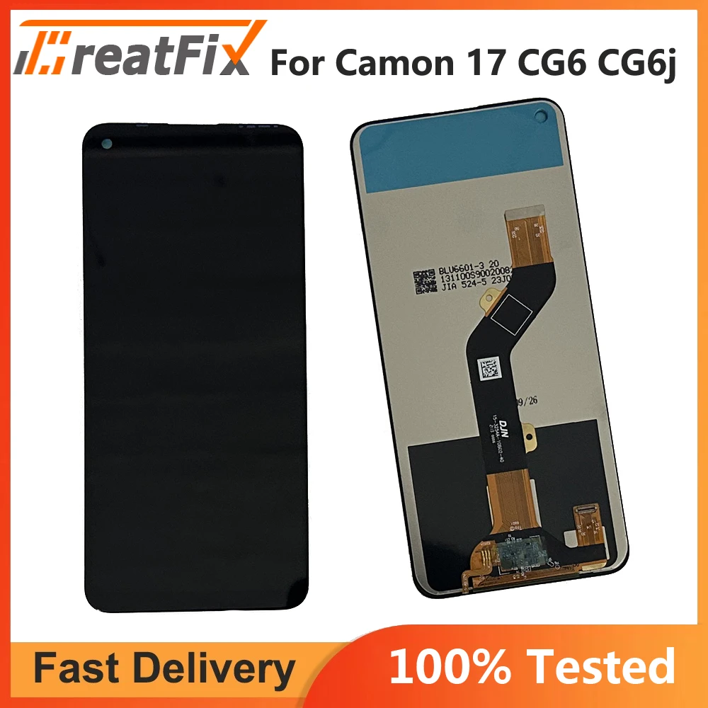 

Tested 6.6" For Tecno Camon 17 LCD CG6j LCD Display Touch Screen Assembly Camon17 CG6 LCD Dispaly Touch Digitizer Replacement