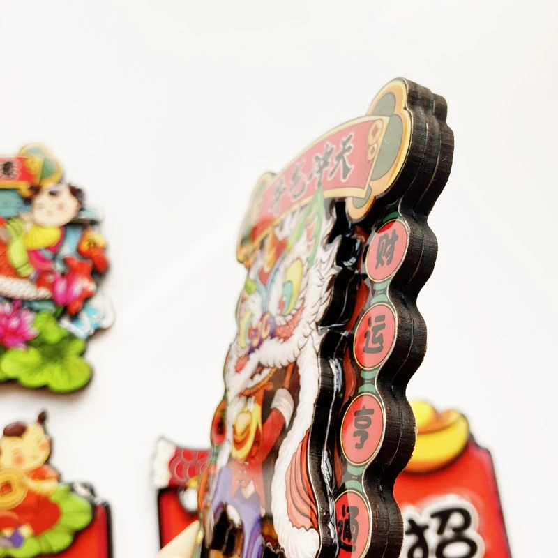 Chinese Style Fridge Sticker Three-Dimensional Wooden Tassel Magnetic Sticker New Year Festive Fridge Sticker Home Decoration