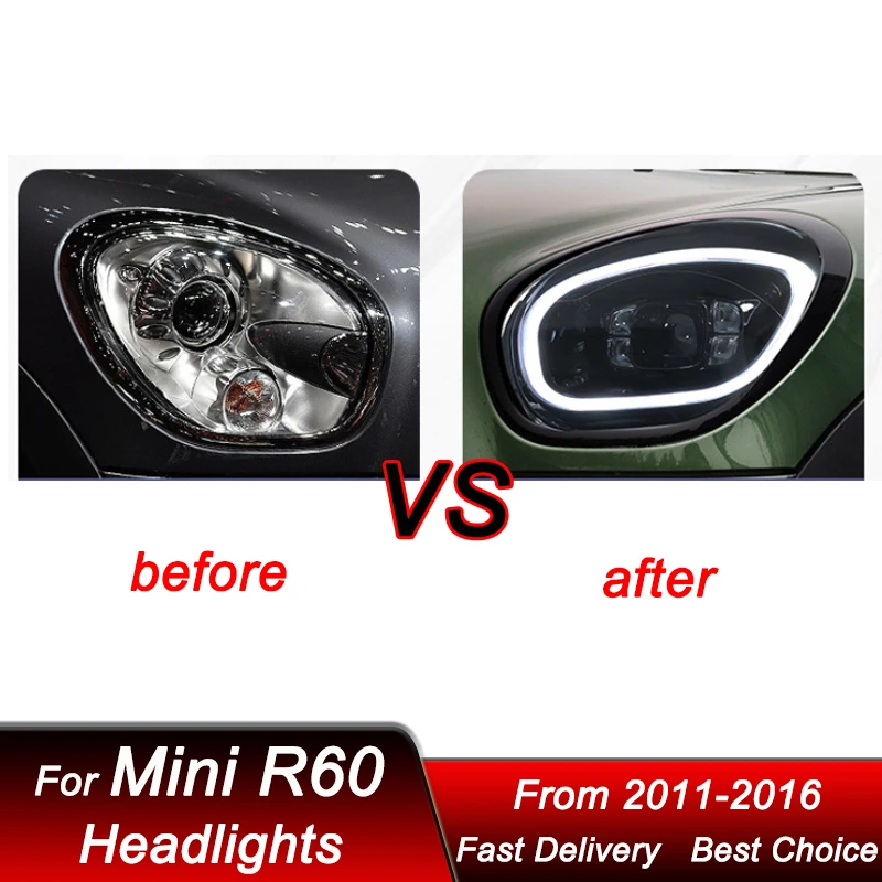 Hot Car styling Headlights For BMW Mini R60 11-16 Upgrade full LED new style Headlamp Assembly Projector Lens Accessories Kit