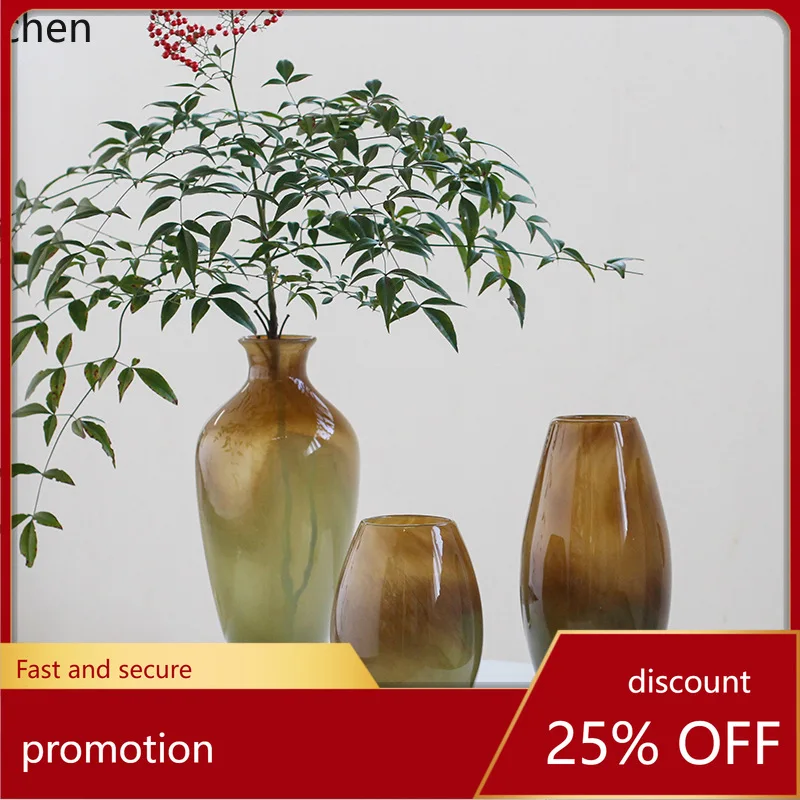 

Zml minimalist small-mouth gradient pattern handmade creative vase for fresh flowers, dining table, entryway, and home decor