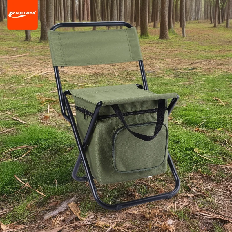 AOLIVIYA Outdoor Outing Portable Folding Ice Bag Chair with Storage Thermal Insulation Bag with Backrest Three-in-one Leisure