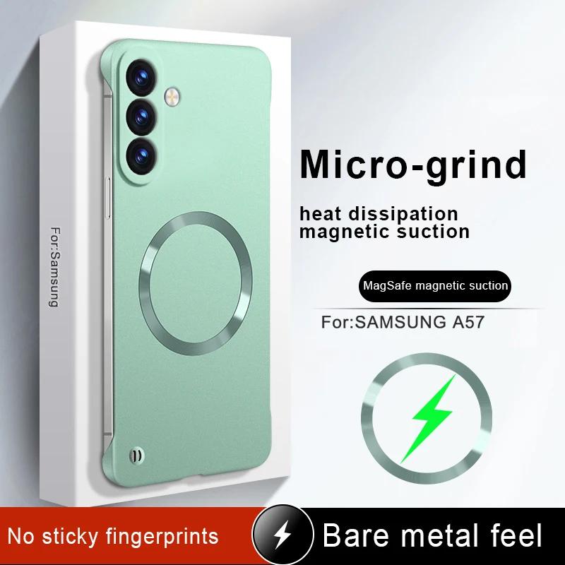 Dünne Luxus Rahmenlose Handyhülle für Samsung Galaxy A57 A56 A36 A17 5G Mikrofrost Magnetische Original Robuste Rückabdeckung Carcasas