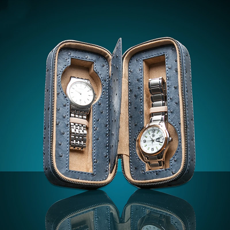 

2 Slots Leather Watch Box Organizer Brown Watch Case Storage Box New Jewelry Case Travel Package Watch Holder For Men