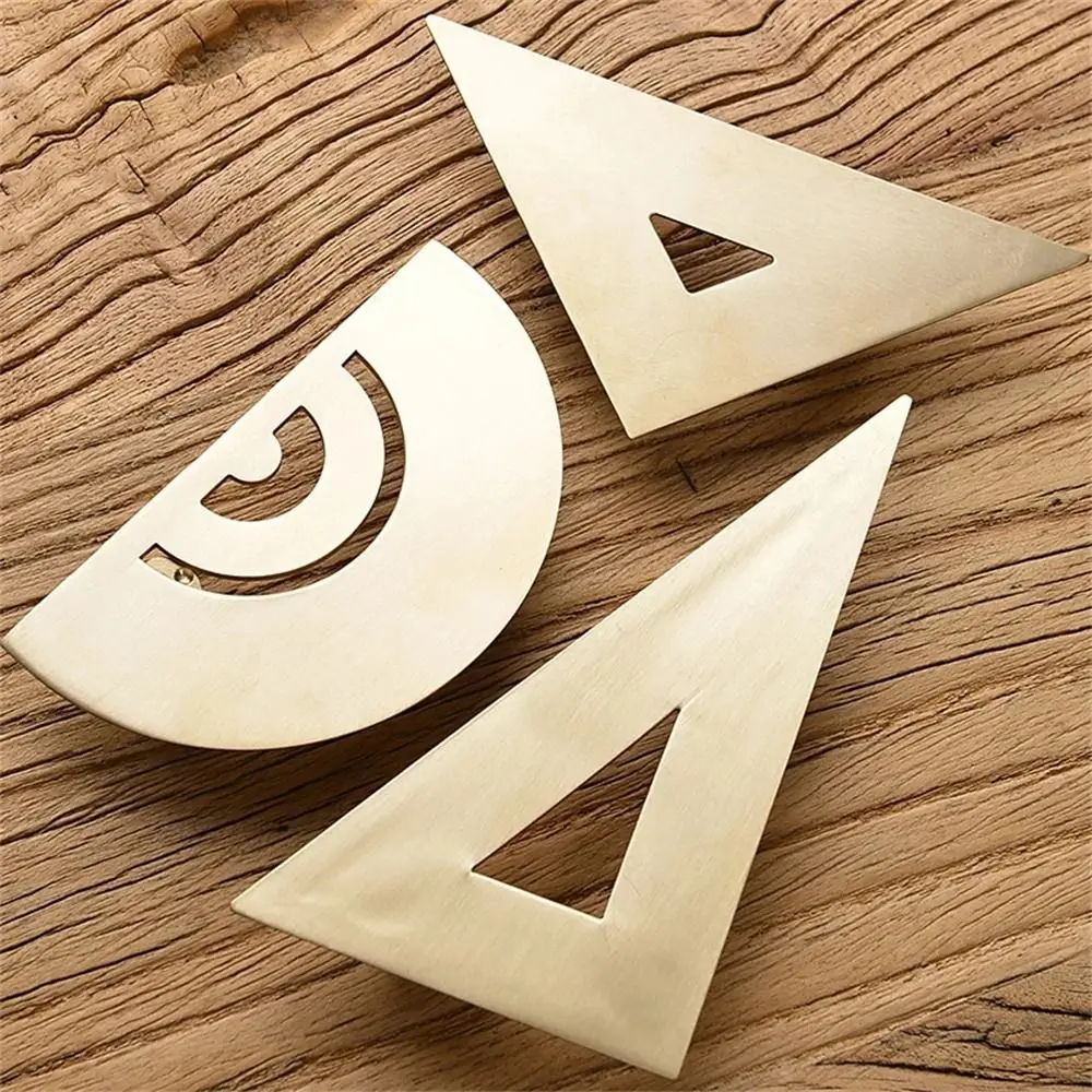 Strumento di misurazione Studenti creativi Pittura Goniometro vintage Righello dritto Righello in ottone Righello in metallo Righello triangolare