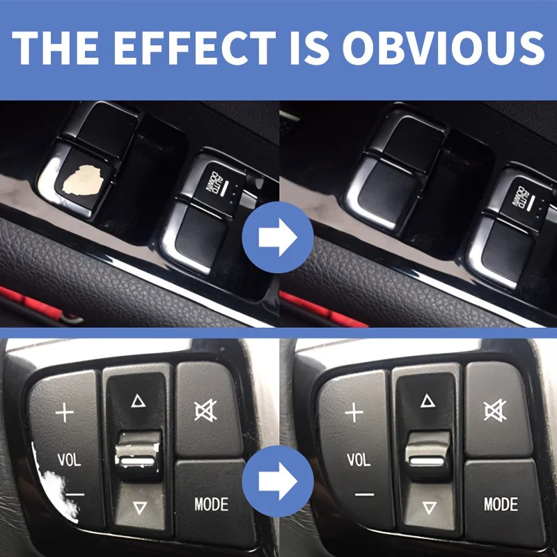 Car Button Paint Touch-Up Pen - Black Plastic Touch-Up Pen for Interior, Steering Wheel, Center Console, Instrument Scratches, R