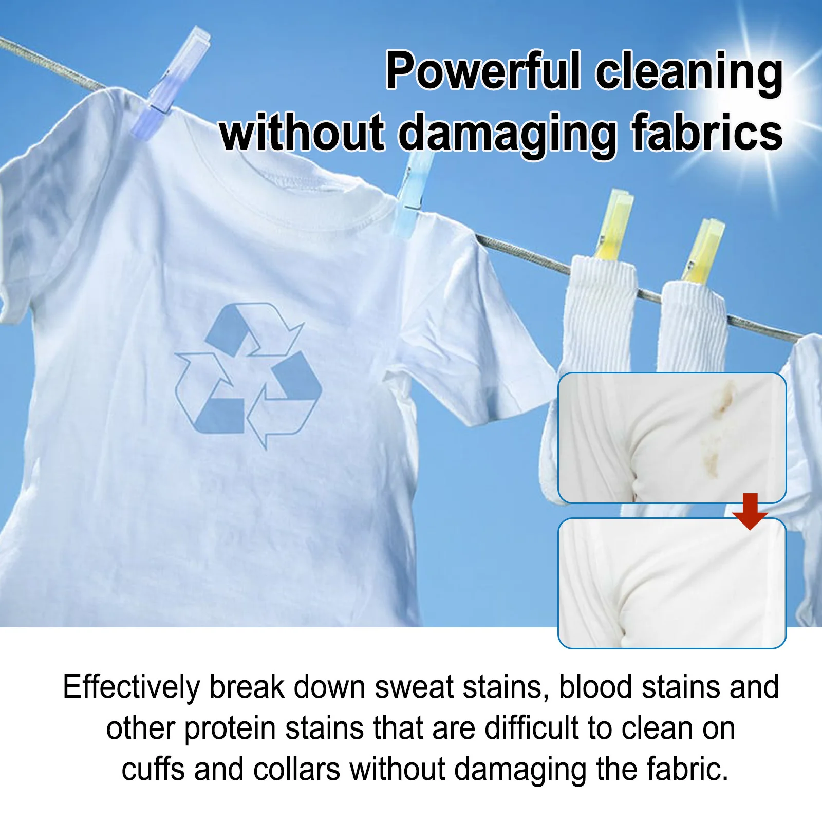 Laundry Degreaser Detergent Clothing Stubborn Stains Cleaner Fabric Rust Remover Grease Cleaning Active Enzyme Laundry Solution