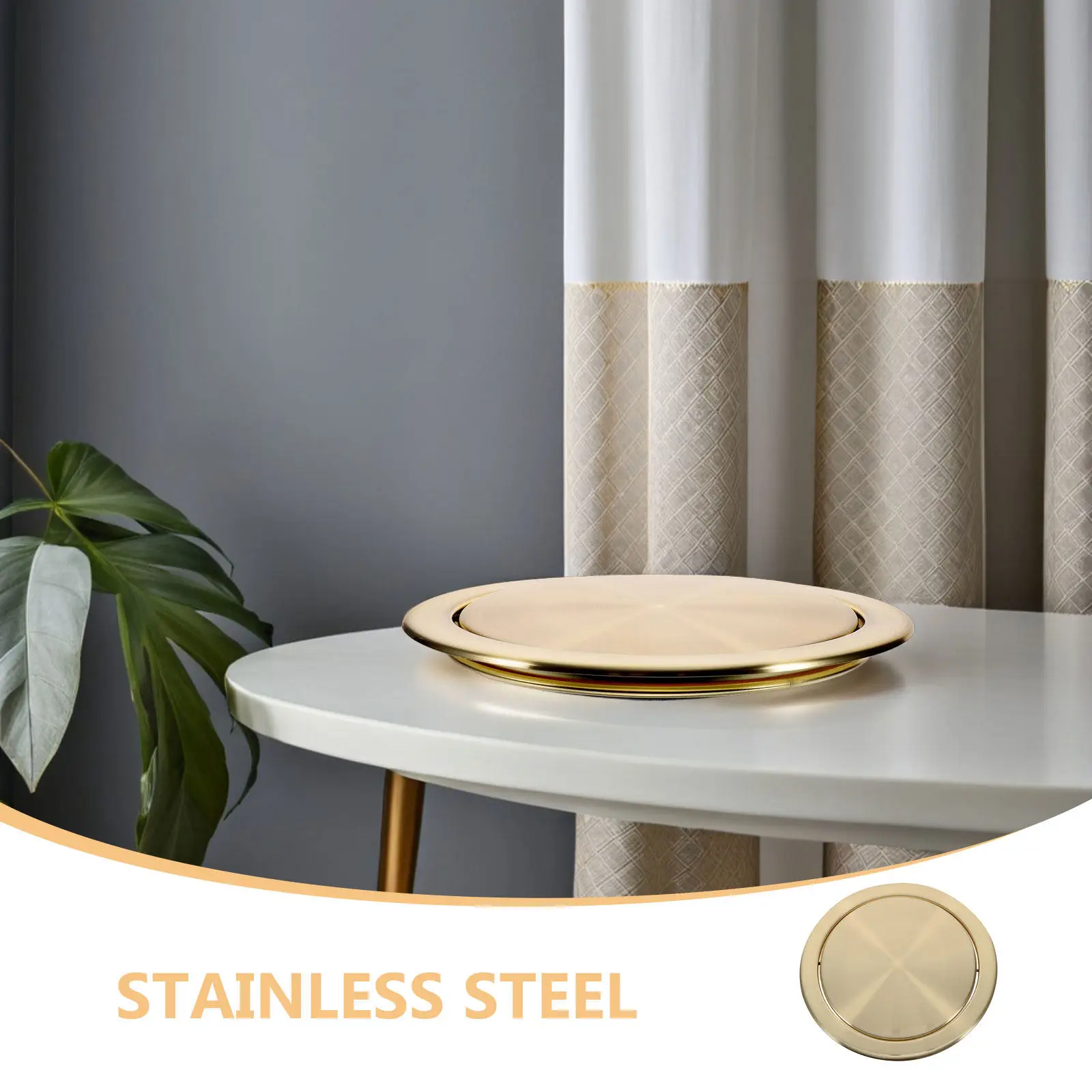 Stainless Steel Round Recessed Countertop Trash Can Lid Embedded Swing Flap Cover Waste Chute Lid Counter Embedded Garbage Cover