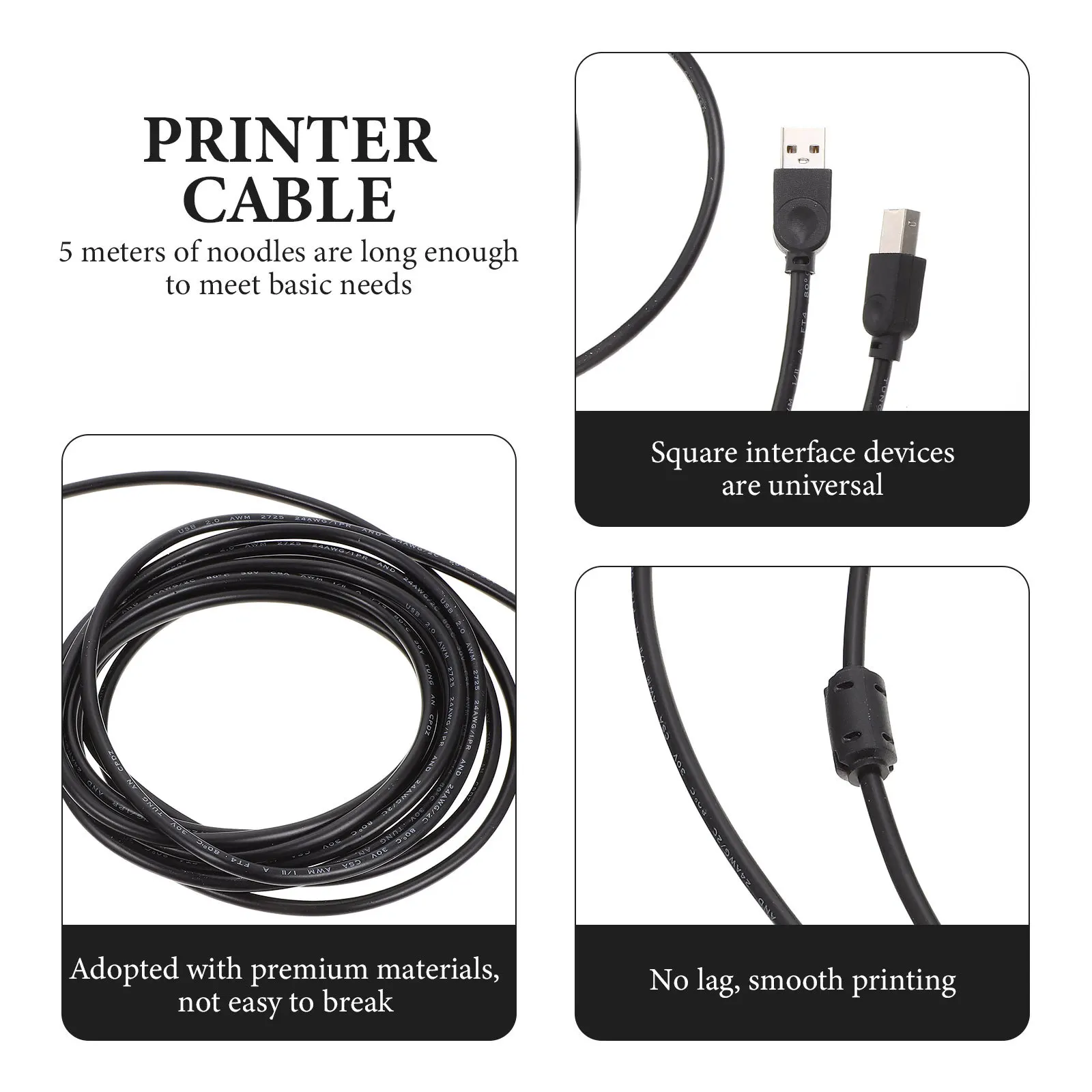 

Copper Core Universal Printer USB Cable Printer Fax Scanner Multifunction Printing Machine Cable Printing Supply
