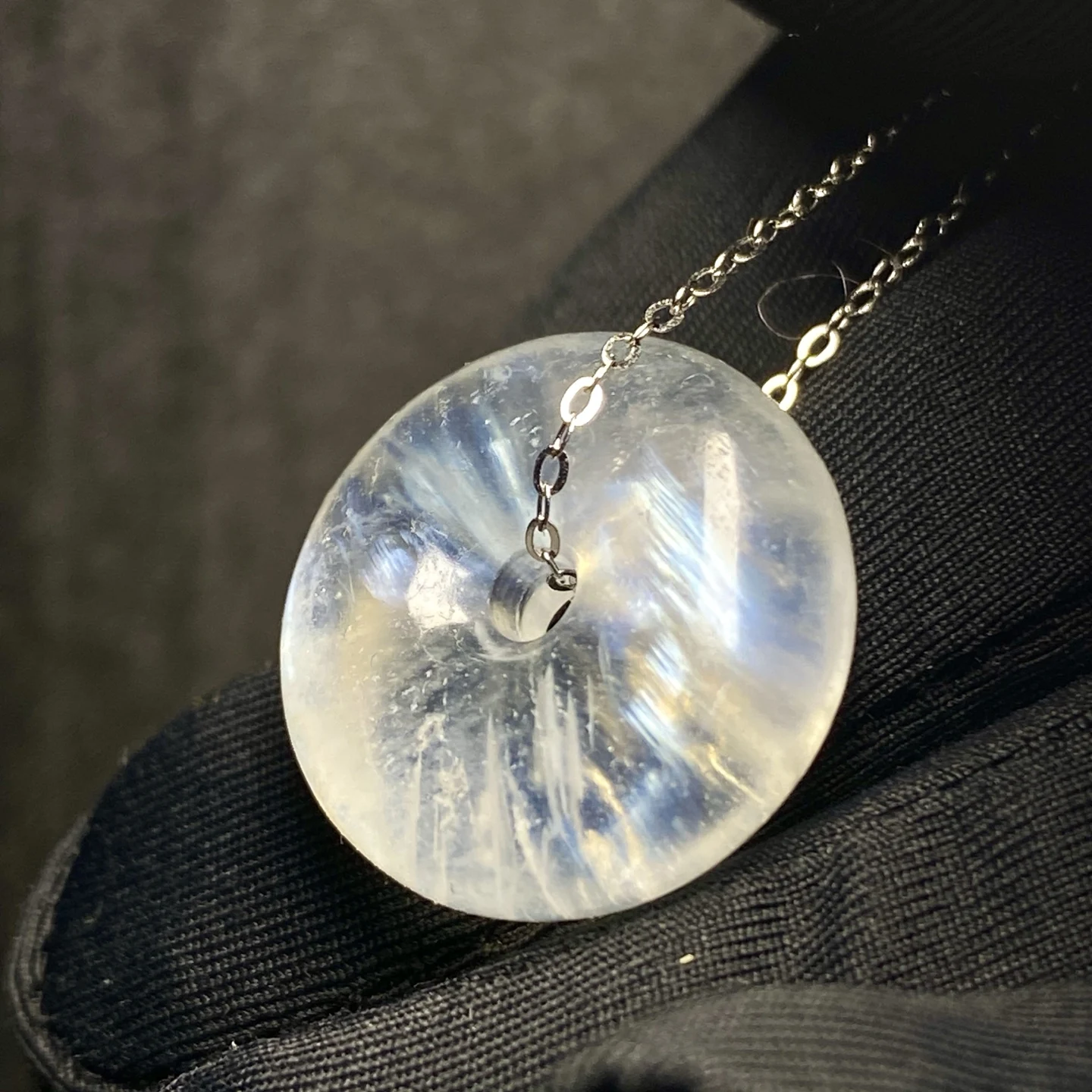 Natural Moonstone Blue Light Pendant Moonstone Necklace 21x8mm Women Gemstone Clear Round Donut Crystal Jewelry AAAAA - Image 4