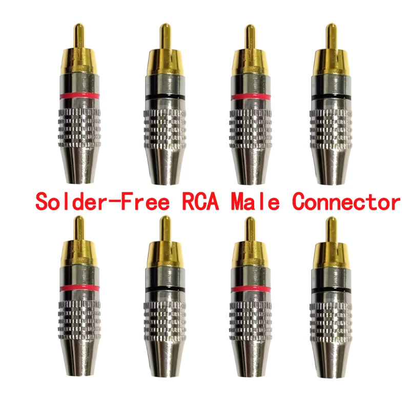 Gold-Plated Solderless RCA Plug - Locking Audio Video Connector for Speaker, Receiver & AV Systems