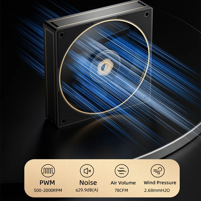 ID-COOLING AF-127 120mm PWM FDB 베어링 높은 공기 흐름 500-2000RPM 라디에이터 냉각을 위한 데이지 체인 지원 무음 케이스 팬