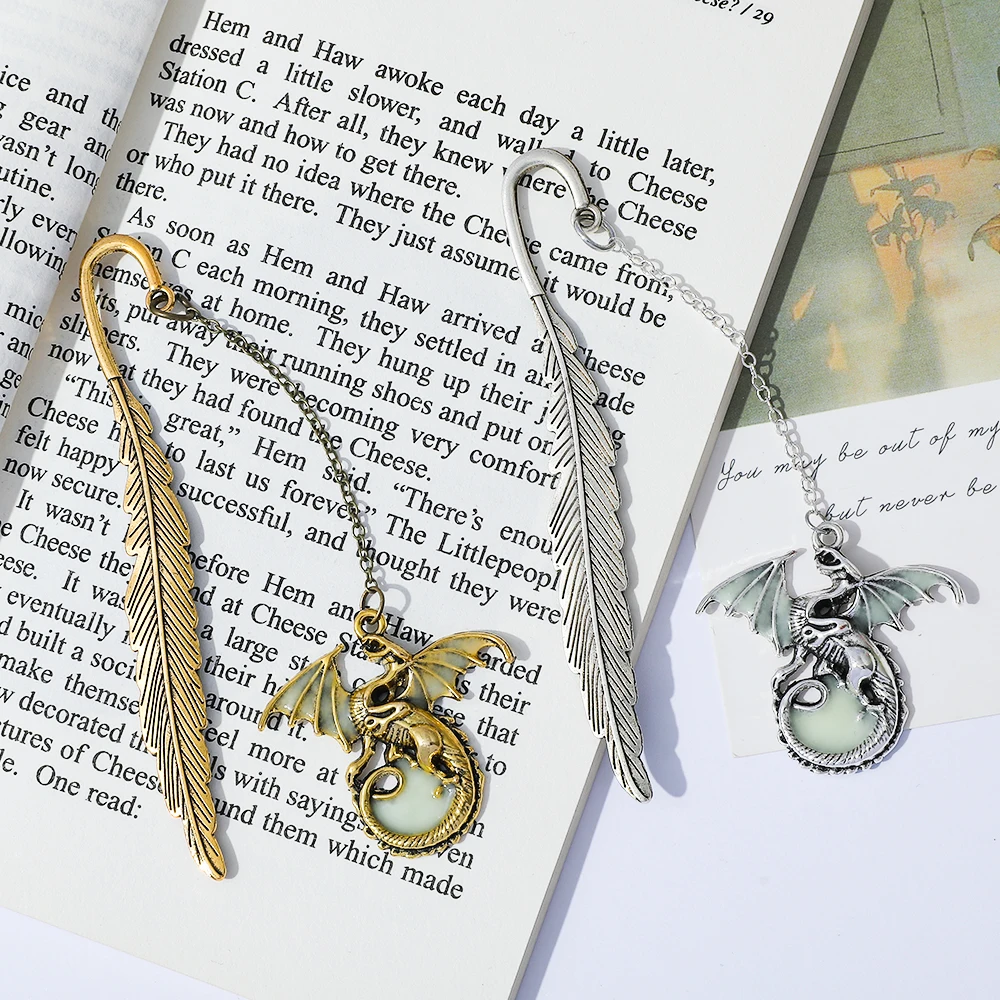 A Metal Bookmark, Perfect Combination of Luminous and Cool Chinese Dragon and Feathers, for Book Friends and Family.