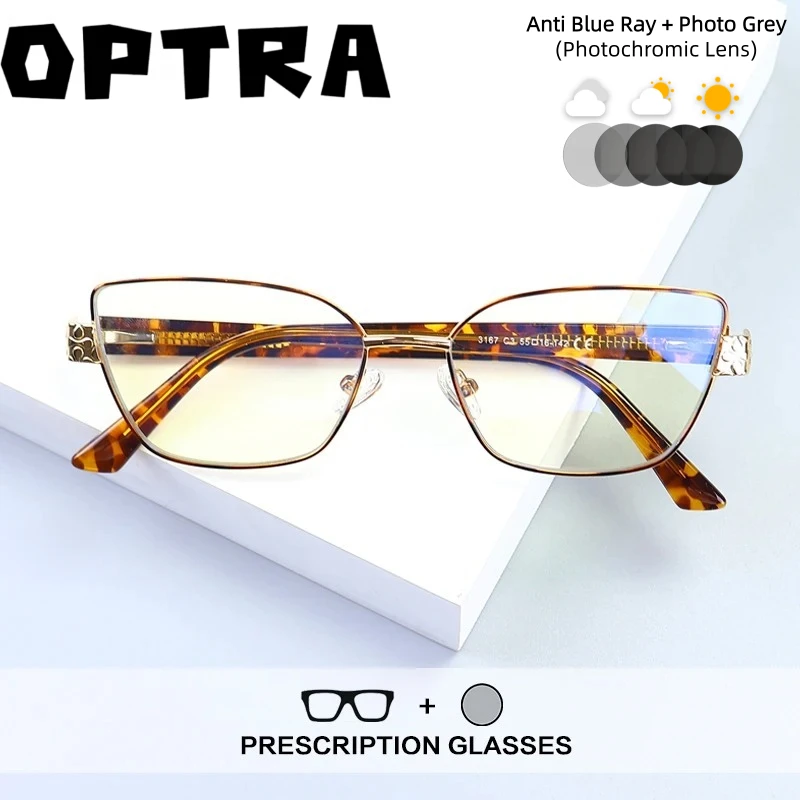 

OPTRA AntiGlare ReflectiveCoating Reading Glasses AntiBlueRay Myopia Photochromic Eyeglasses Custom Prescription Optical Eyewear