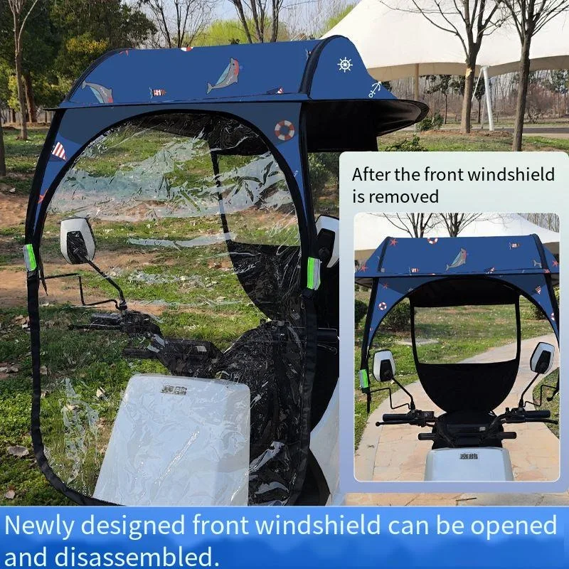

Premium Electric Scooter Sun Shelter - UPF50+ & IPX4 Waterproof, Heavy Duty Foldable w/Bag, 4 Seasons