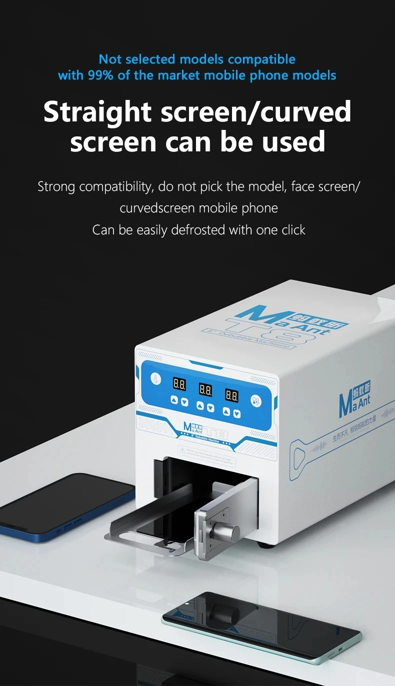 

MaAnt T8 mobile phone repair straight screen curved screen screen fit defoaming machine all-in-one built-in air compressorbyTro