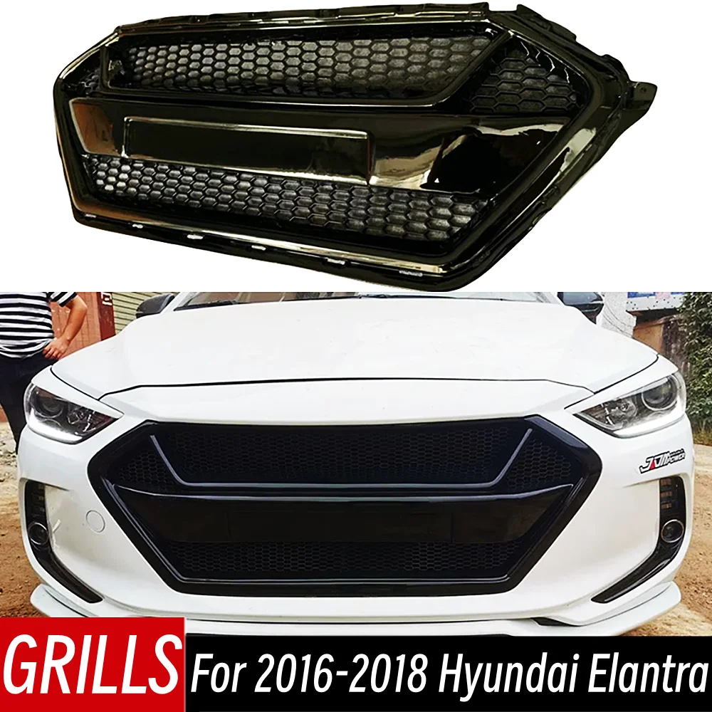 

For Hyundai Elantra LeadDrive 2016 2017 2018 Bodykit Racing Grills Black Carbon Grille Air Intake Styling Car Tuning Accessories