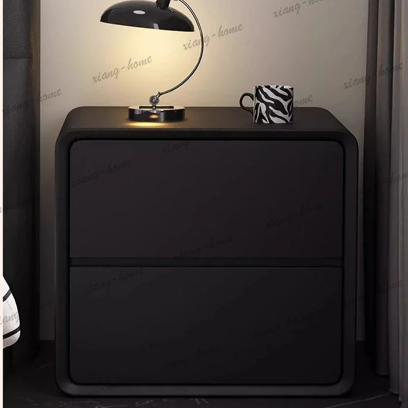 LSGlossy Cheap Bedside Table Bedroom Classic Clear Space Saving Modern Bedside Table Black Unique Mesa De Noche Home Furniture