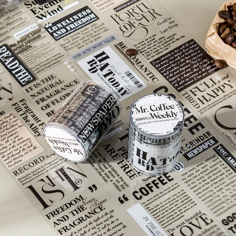 4 pacotes/lote série semanal do Sr. Coffee linda fita PET decorativa retrô