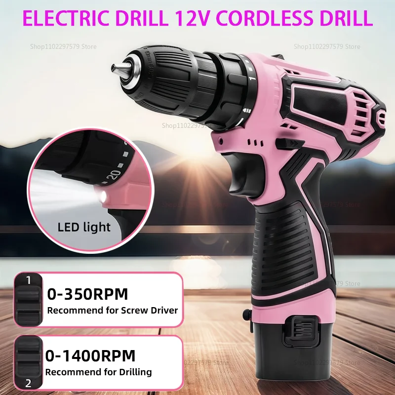 Electric Drill 12V Cordless Drill Electric Screwdriver Mini Wireless Power Driver Lithium-Ion Battery