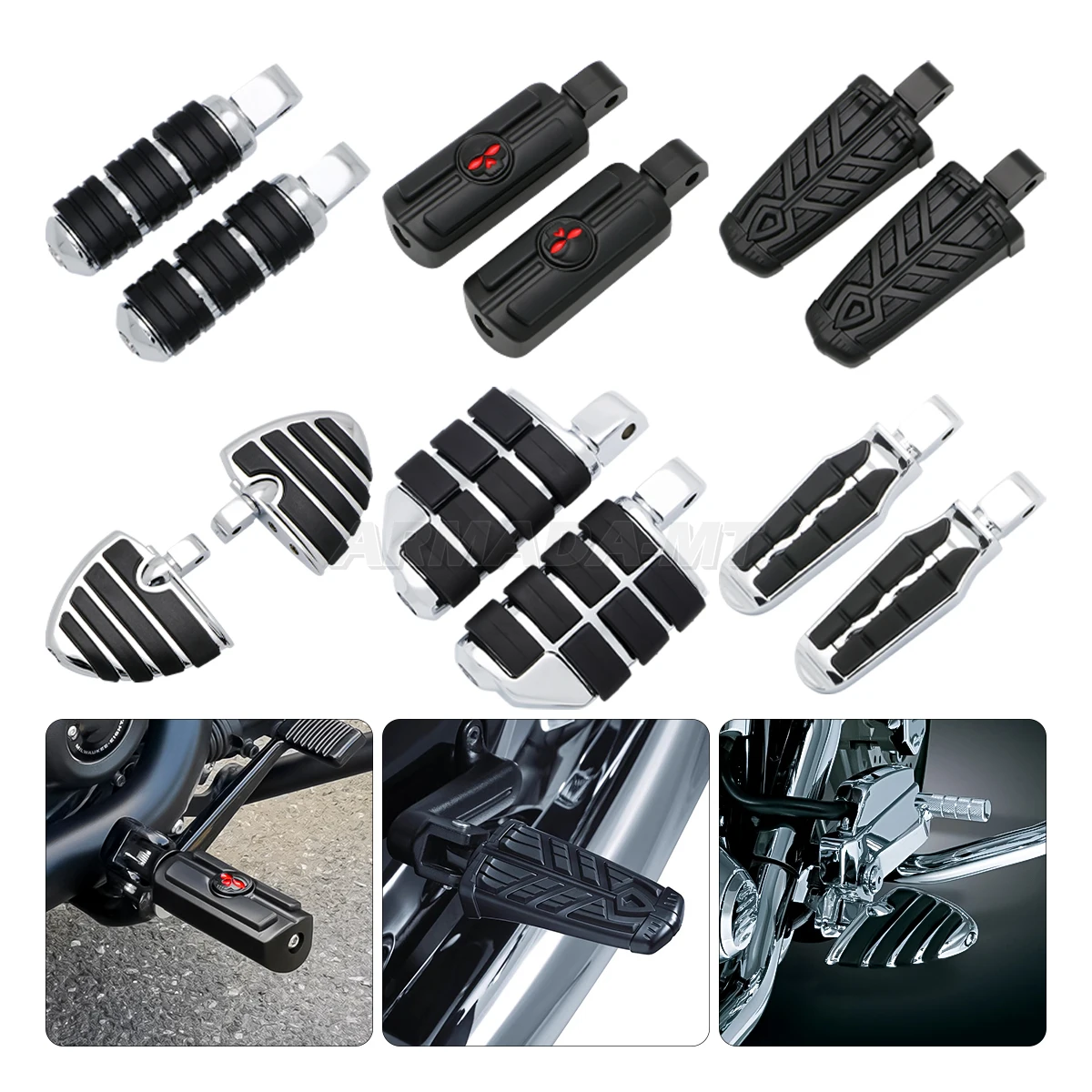 Motorcycle Front Rider Footrests Footboards Foot Pegs Pedals Fits For Yamaha Raider V-Max R6 FZ6R R1 YZF1000 YZF600 FZ-1 FZ1000