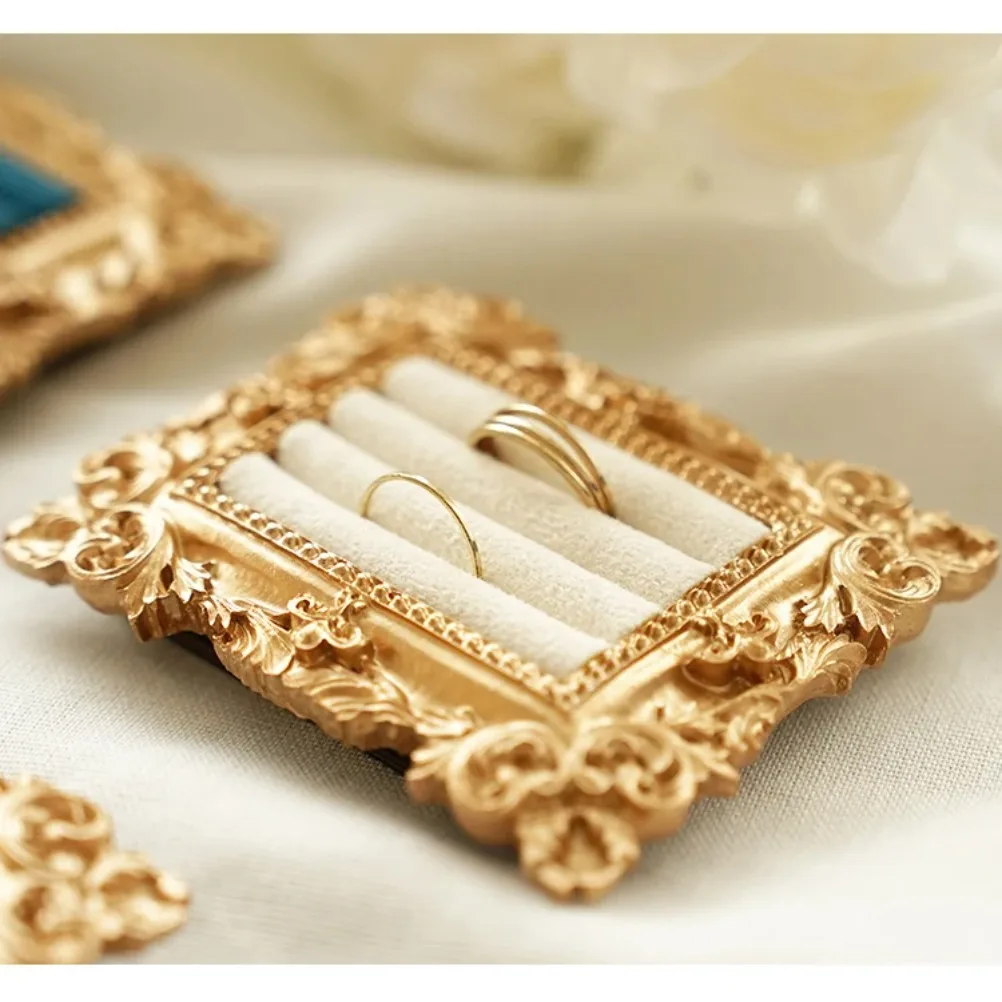 Retro Ring Storage Tray Square Photo Frame Display Shelf Ring Earring Storage Rack Jewelry Shop Display Rack Home Decoration