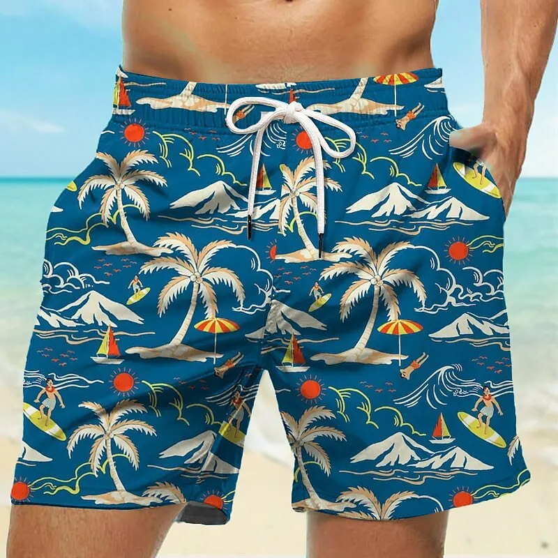 

Coconut Tree Floral 3D Print Hawaiian Beach Shorts Men's Oversized Surfing Board Sports Pants Swim Swimsuits Trunks Kid Clothing
