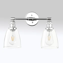 Phansthy Industrial Wall Lights Fitting with Oval Glass Shade 2 Lights Retro Light Fixtures for Bedroom Vanity Mirror