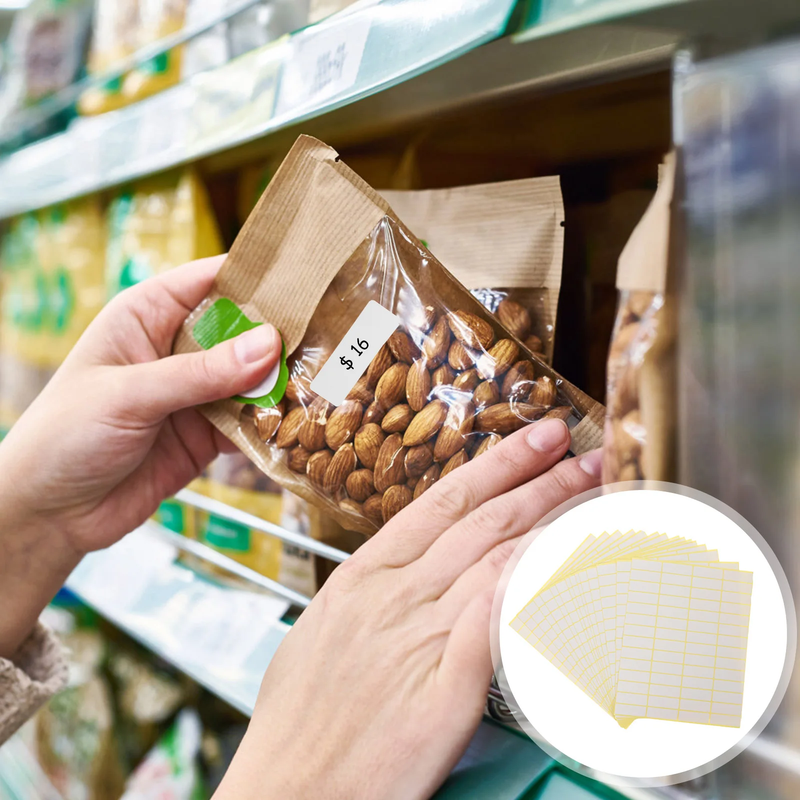 15 ورقة من ملصقات الملصقات البيضاء، ملصقات التسعير الفارغة، دعم لاصق، حجم صغير لشركات البيع بالتجزئة وتنظيم المكاتب #2