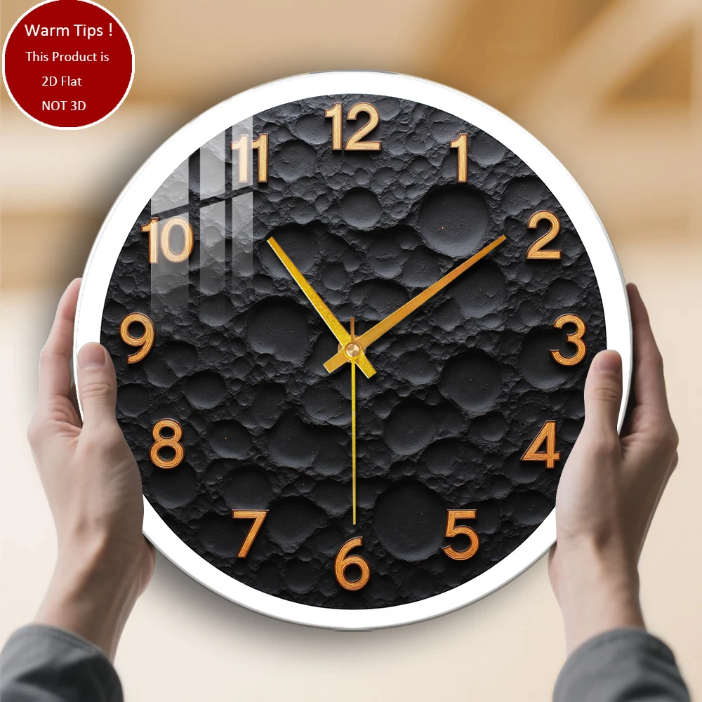Tempered Glass Wall Clock Moon Surface Texture Clock Suitable For Wall Decor or Tabletop Display Anywhere
