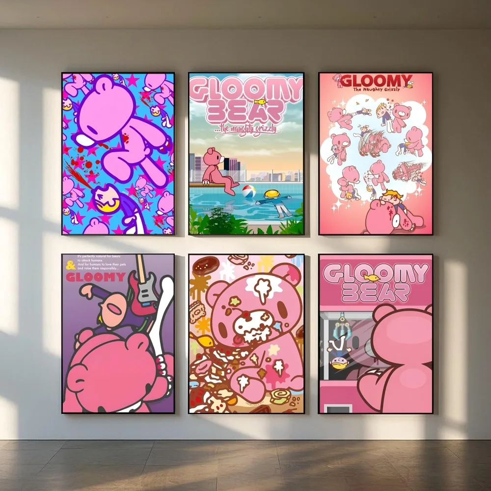 Cartoon G-gloomy Bear Poster HD art sticky wall waterproof home living room bedroom bar aesthetic decoration