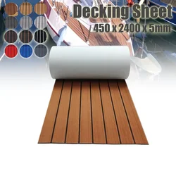 450 x 2400 x 5 mm EVA-Schaum-Terrassendielen, Kunst-Teak-Bootsmatte, braunes Deckblatt, Yacht-Bodenbelag, rutschfeste Matte, selbstklebende Fahrzeugunterlage