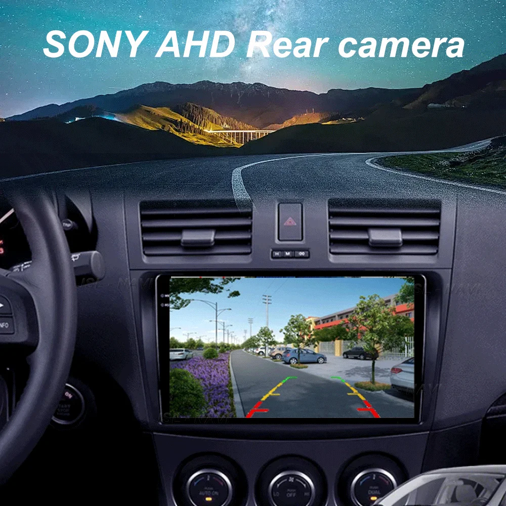 أندرويد 15 لمازدا 3 2009-2013 راديو السيارة مشغل وسائط متعددة ستيريو الملاحة Carplay مكبرات الصوت رئيس وحدة فيديو الصوت لتحديد المواقع 2 Din