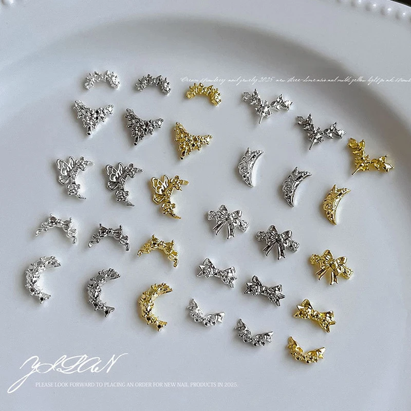 10 Uds. De decoración de mariposas con lazo de diamante para decoración de uñas, taladros, adornos de manicura, accesorios brillantes