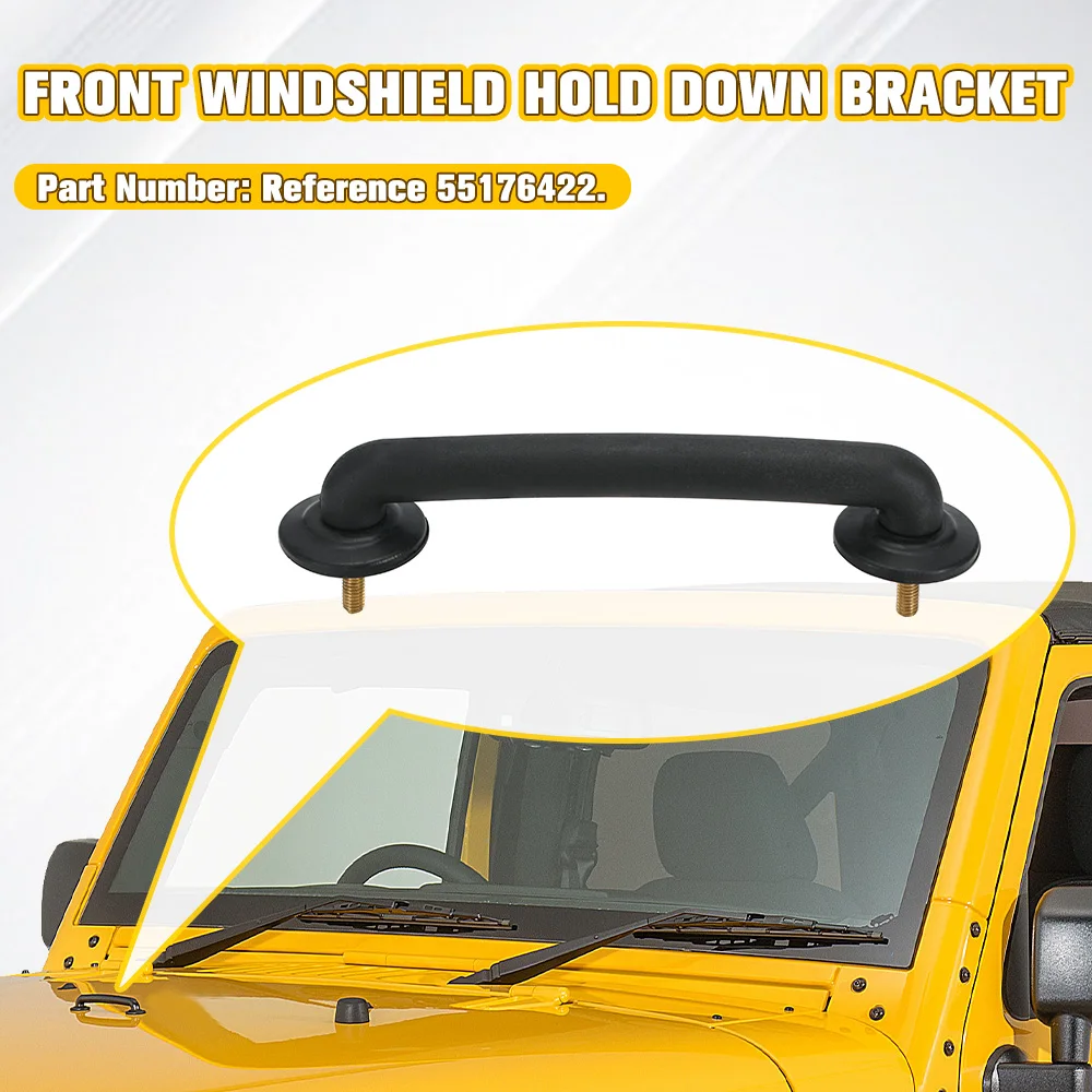 Black Front Windshield Hold Down Bracket Strap Hoods Handle Loop Cover  For Jeep Wrangler TJ JK 1997-2018 55176422