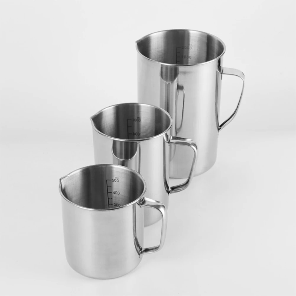 

1000Ml Stainless Steel Measuring Cup Large Mouth Graduated Beaker Lab Scientific Supplies Scale Reusable Wear
