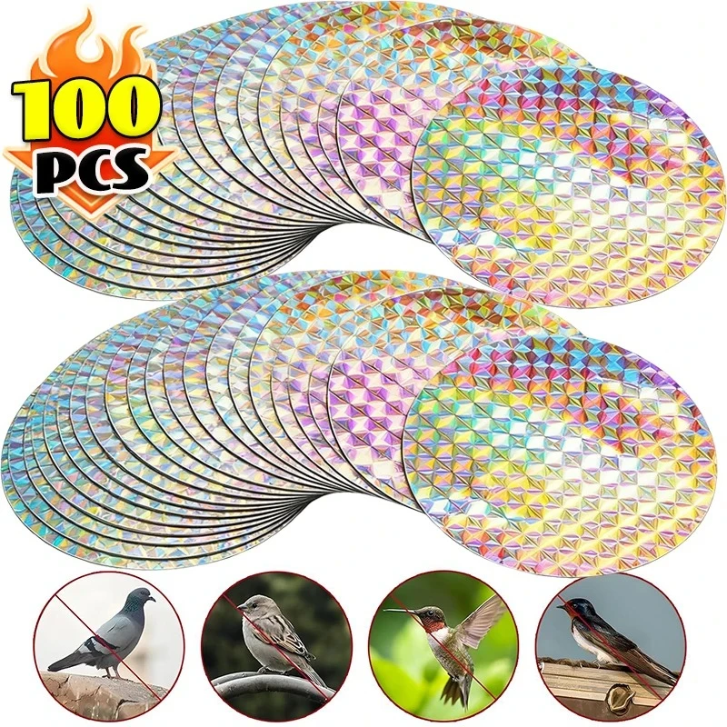 Bird Repellent Reflective Sticker Garden Bird Control Round Paste Tape Anti Pigeon Woodpecker Holographic Adhesive Scare Tapes