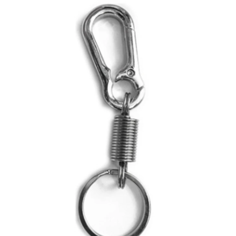 6X Sturdy Carabiner Key Chain Key Ring Polished Key Chain Spring Key Chain Business Waist Key Chain, Silver