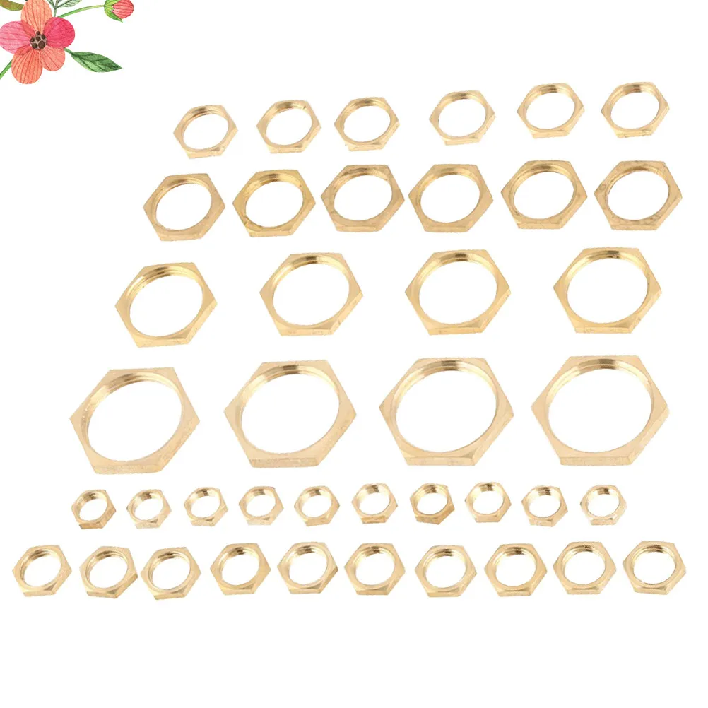 

40Pcs Brass Nut Set Screw Hexagonal Lock Nuts for Threaded Hose Connections G1 8 to G1 Series Professional Use in Machinery