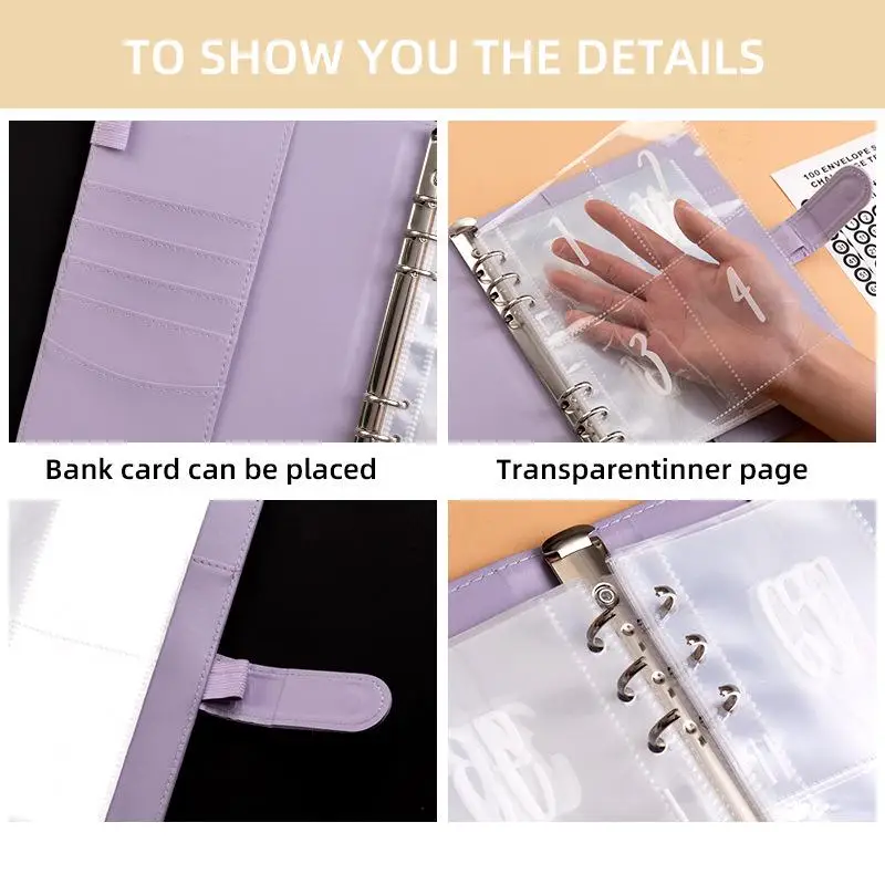 100 Envelope Challenge Binder,Cover Deposit Warrant Binder A Book to Help You Develop The Habit of Saving Money,Stationery Binde