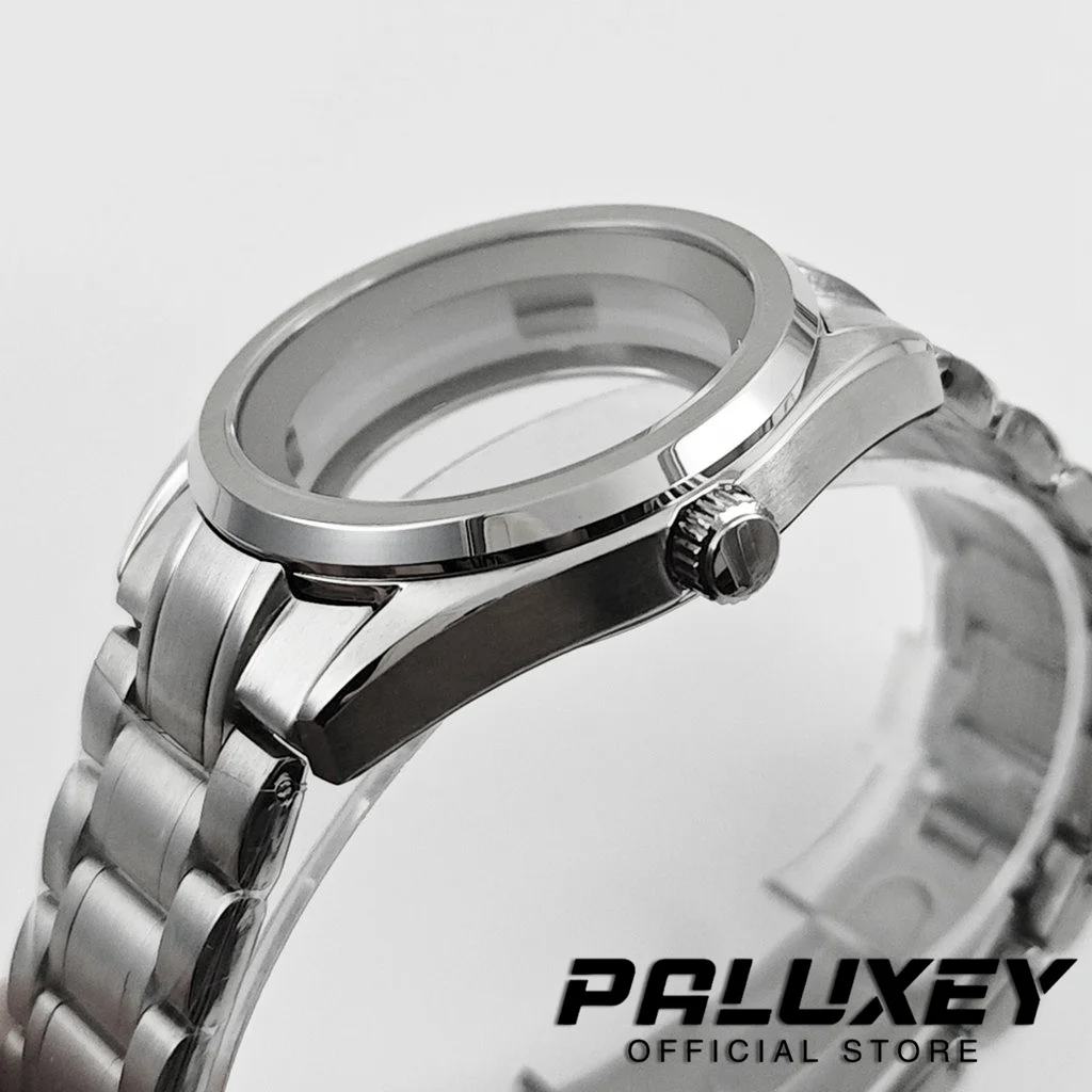 NH35 40mm GS Case White Chapter Ring Sapphire Glass Watch Case Stainless Steel Strap Fit NH35 NH36 4R35 4R36 NH34 NH38 Movement