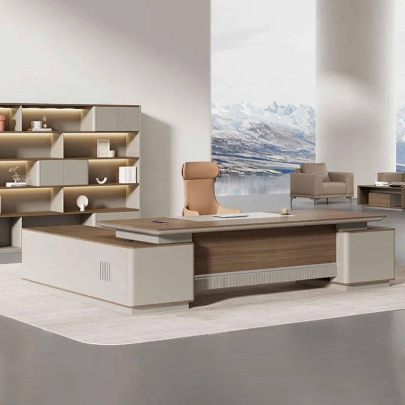 

Light Luxury Skin Sense Boss Table Modern Simple Design Sense Office Desk and Chair Living Room