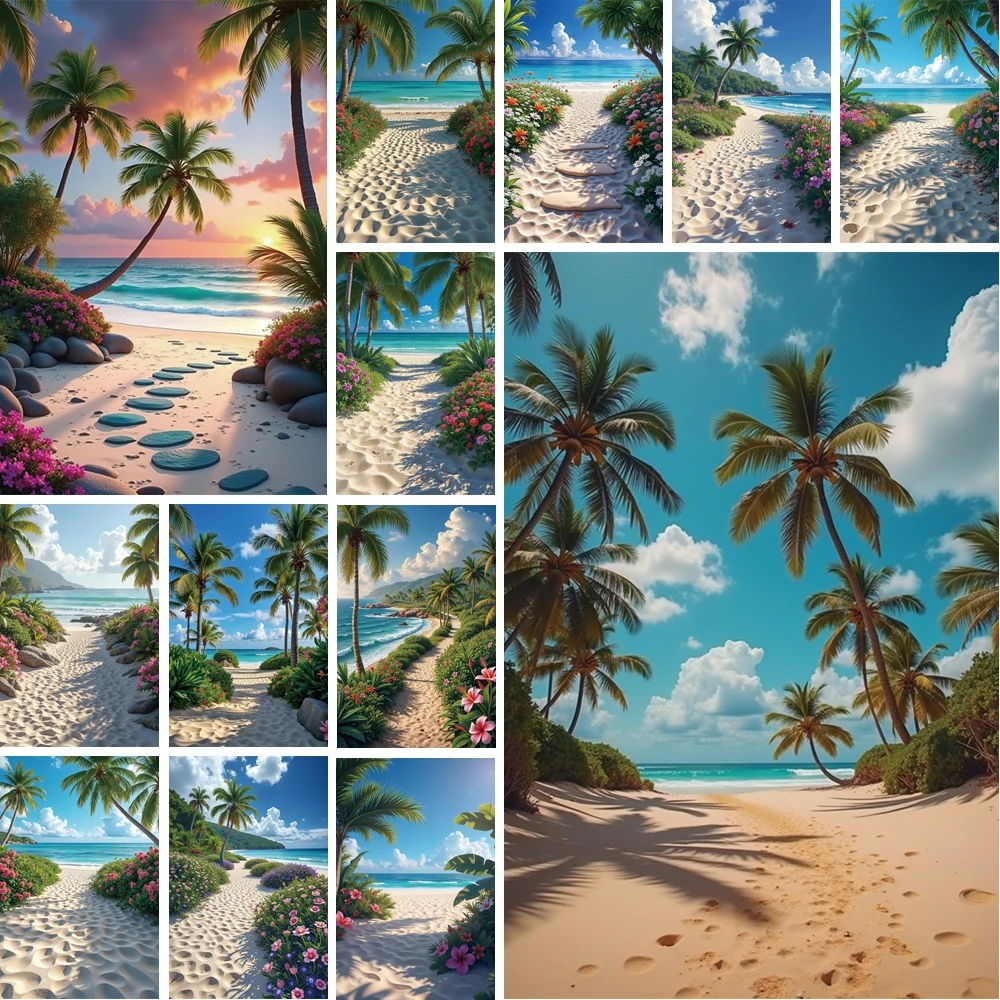 MOON.QG тропический приморский пляж фон Гавайский день рождения фото фон вечерние у бассейна океан Луау помолвка свадебный фон