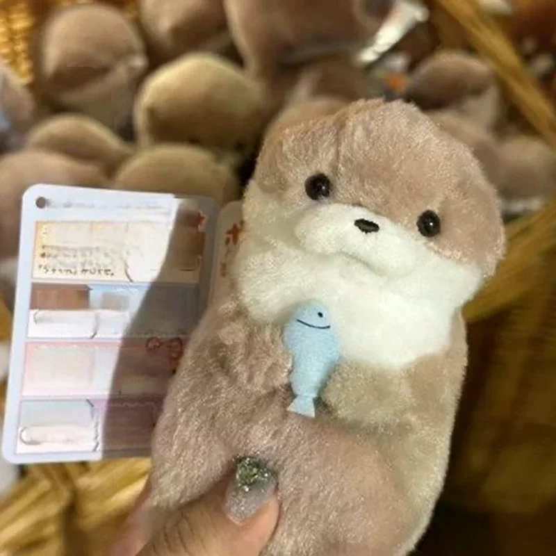 Cute Otters Holding Fish Plush Keyrings Lightweight Hanging Pendant Props For School Bag Key Wallet view 3