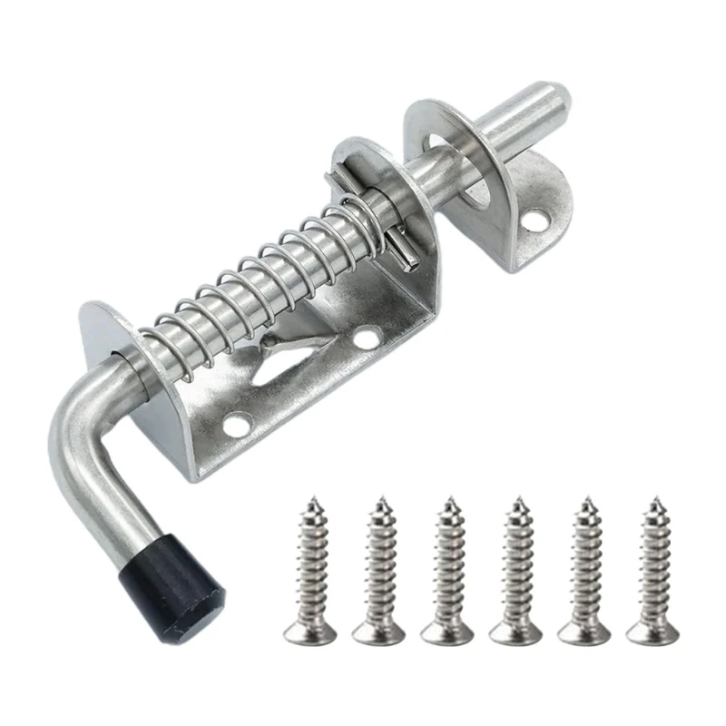 1/2pcs Sliding Barrels Bolt Lock Stainless Steel Spring Loaded Latches Pin Thick Door Lock for Door Tailgates Trailers