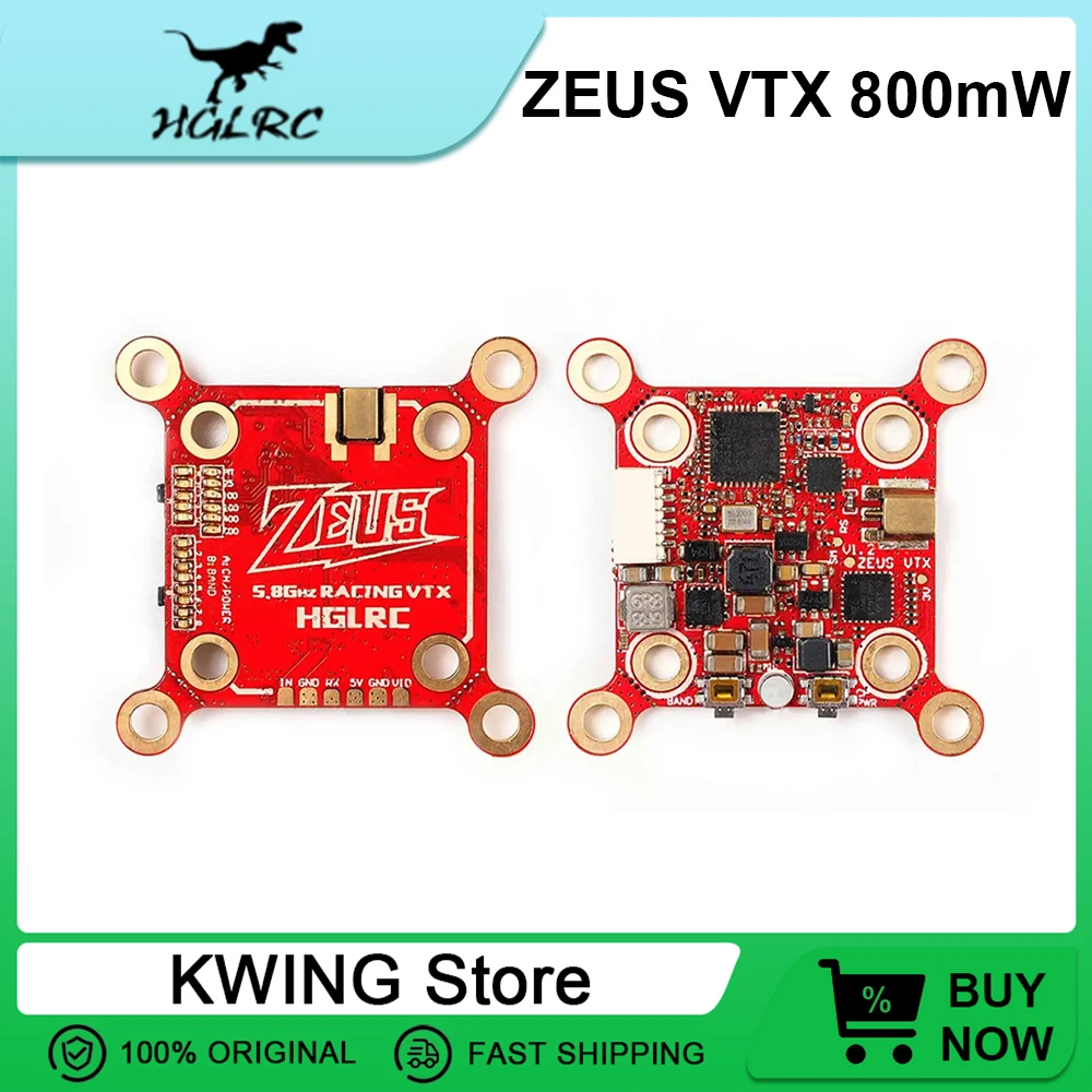 HGLRC Zeus VTX 800mW Smart Mounting 20*20 / 30*30mm Switchable 5.8G 40CH Built-in Microphone 6-26V for RC FPV Racing Drones