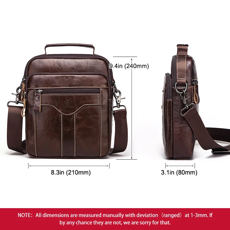 HUMERPAUL Men Shoulder Bag for Ipad Genuine Cowhide Leather Messenger Bag Casual Male Trave Large Capacity Crossbody Bags