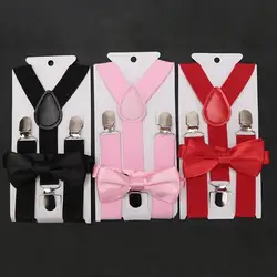 キッズボウサスペンダーベルト、エラスティックサスペンダー、ネクタイセット、一致するtuxedoスーツ、男の子、女の子、調節可能なy-バックブレース、ウェディング