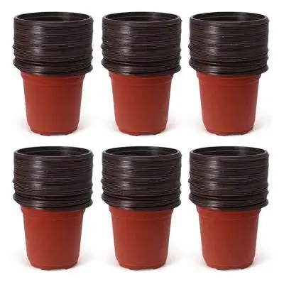 

150 шт. пластиковых горшков для цветов с дренажными отверстиями, прочные, легкие, для сада, балкона, рассады, цветочные горшки