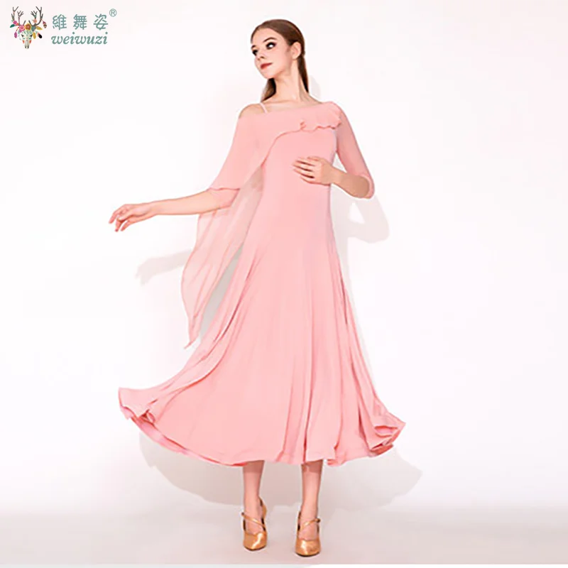 

Modern Dancing Practice Clothes Ballroom Dance Performance Costume Women Waltz Dance Dress Flying Long Sleeve Chiffon Dresses